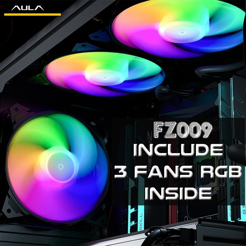 Casing CPU PC Gaming AULA FZ009 Wave Micro ATX/ATX + 3 Fan RGB