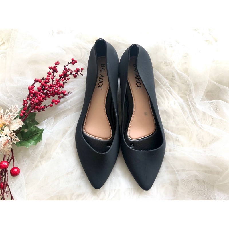Sepatu kerja hitam flat shoes jelly wanita Balance