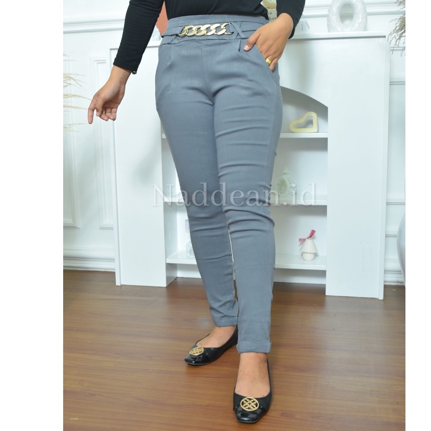 Naddean Blue Series - Celana Panjang Wanita Bahan Soft Jeans Stretch Melar