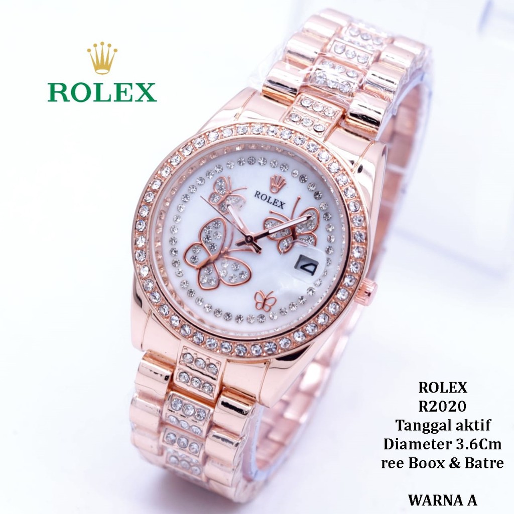 Jam Tangan Wanita/Cewek ROLEX R2020 Tanggal aktif tali rantai