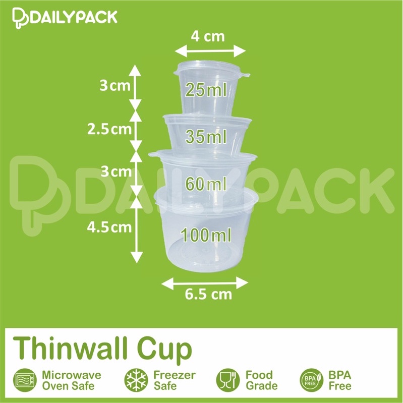 Thinwall Cup Sambal Klip 60 ml / Tempat saus Sambal 60 ml / Plastik Sambal