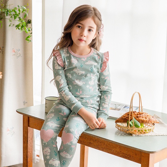 Girls and Boy Pajamas 95% Katun Halus Lembut Tebal Baju Tidur Anak Perempuan dan Anak Laki Laki 1 Set Lengan dan Celana Panjang Motif Bunga Hewan Kelinci Domba Rusa Putri Alice Ironman Roar Robot Motion Batman Bear HYTS