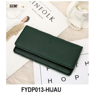 FYGALERYJAKARTA FYDP013 Dompet Wanita Panjang Lipat Dompet Polos PU Fashion Cewek-Hijau