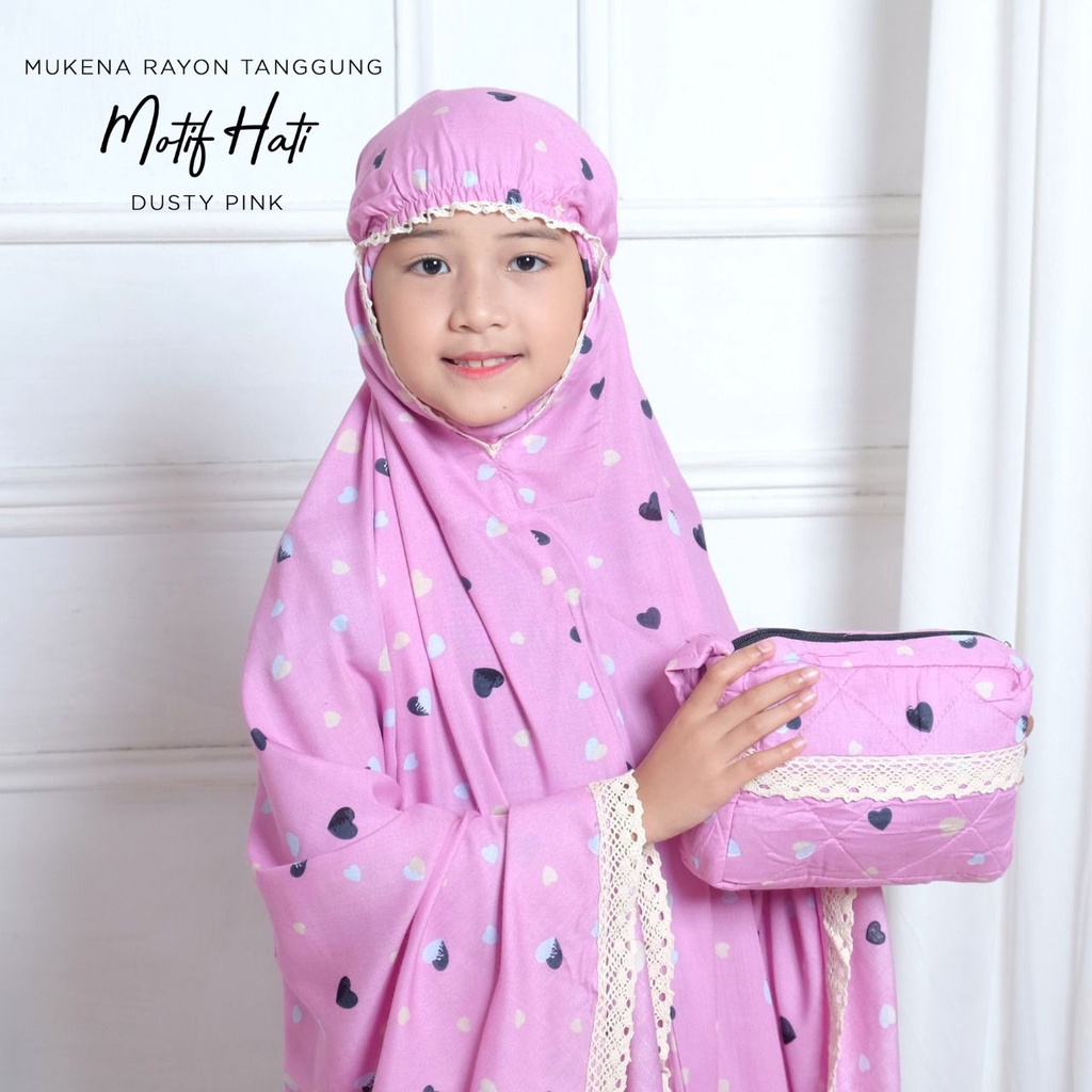 PUSAT MUKENA TASIK - MUKENA ANAK BALI RAYON TANGGUNG MOTIF HATI