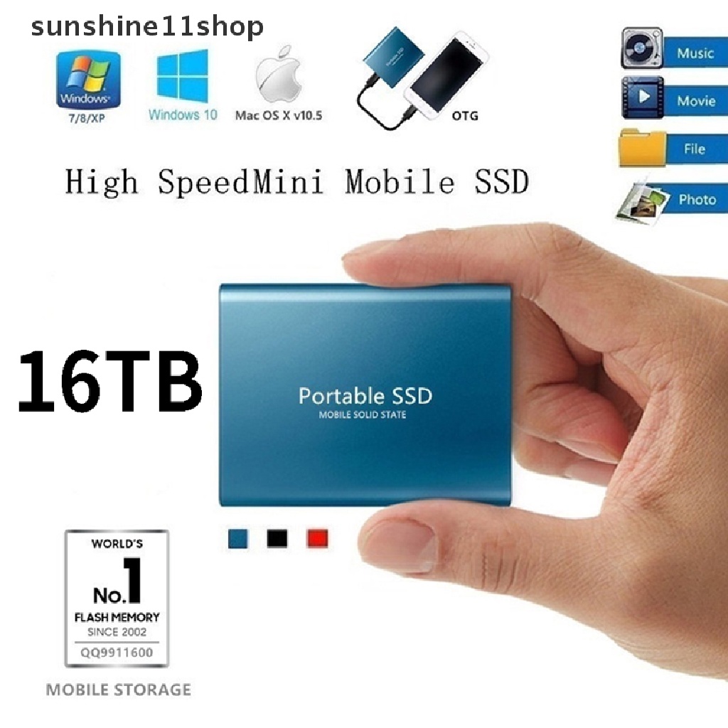 Sho Hard Disk Eksternal SSD 16TB Mini Untuk Pc / Laptop