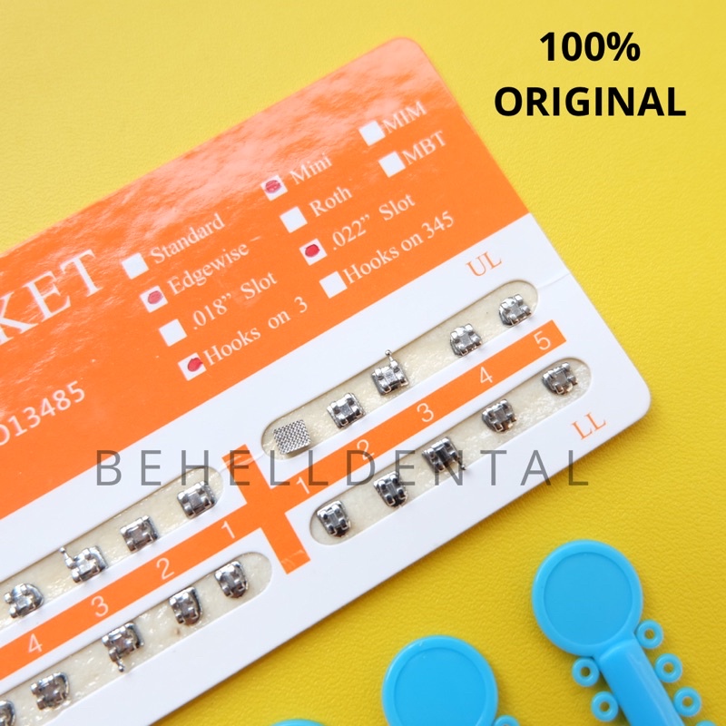 PAKET BEHEL ORIGINAL PERMANEN METAL ORTHO BRACKET FANCY ORENS OREN ORANGE ROTH WITH HOOK - Braces Dental Untuk Perbaikan / Perawatan Gigi - Kawat Orthodontic Metalic Untuk Perawatan Gigi Berantakan - Behelldental