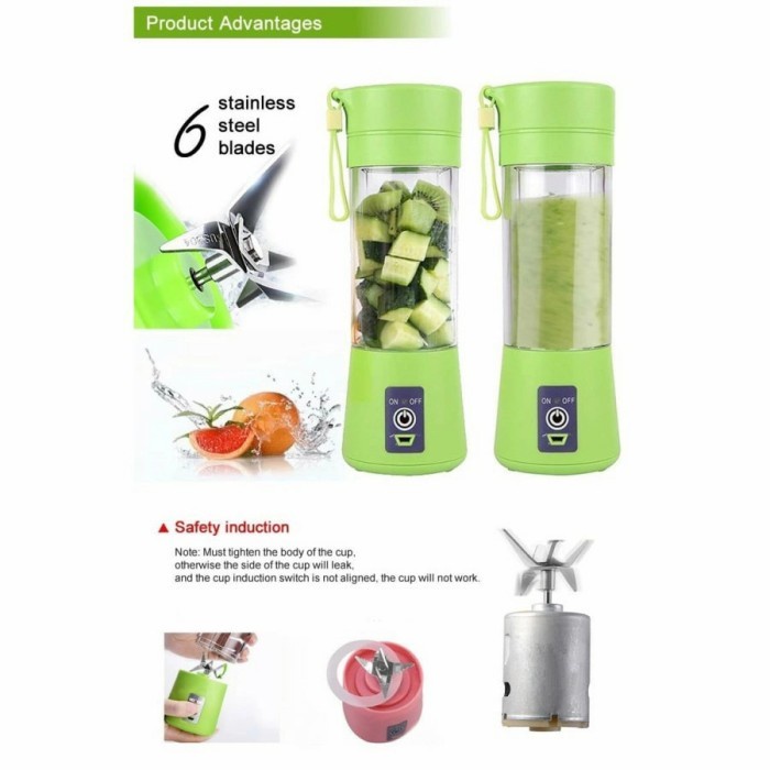 Promo Blender Portable - Blender Juice USB 6 Mata Pisau Mini Blender Juicer