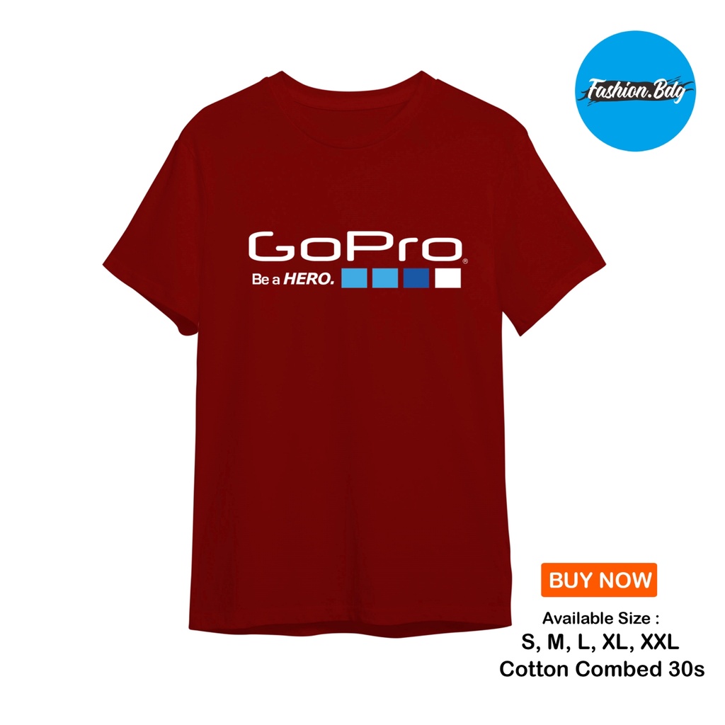 Kaos Baju GoPro Cotton Combed 30s  S, M, L, XL, XXL Terlaris