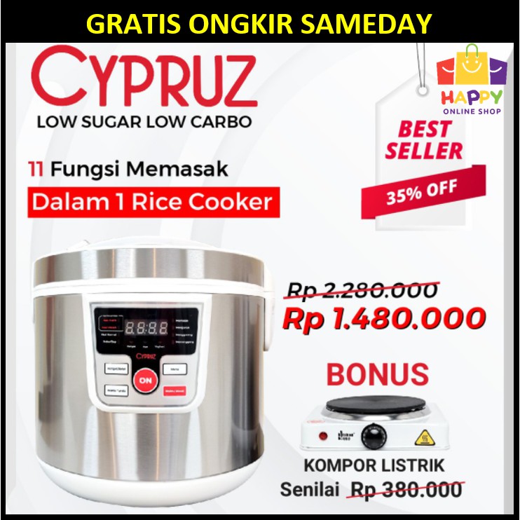 CYPRUZ Low Carb Rice Cooker - CYPRUS Rice Cooker Low Carbo - Low Sugar - Rendah Gula