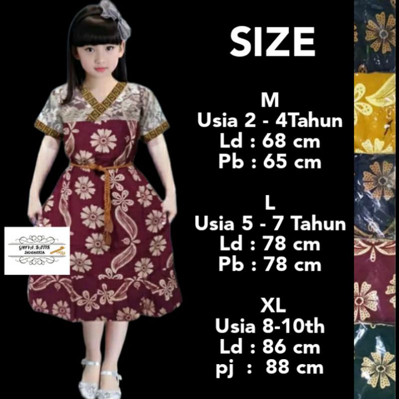 Homedress Daster Renda Brokat Anak Motif Daun Saga Free Belt Rempel Bawah Usia 2 - 10Tahun