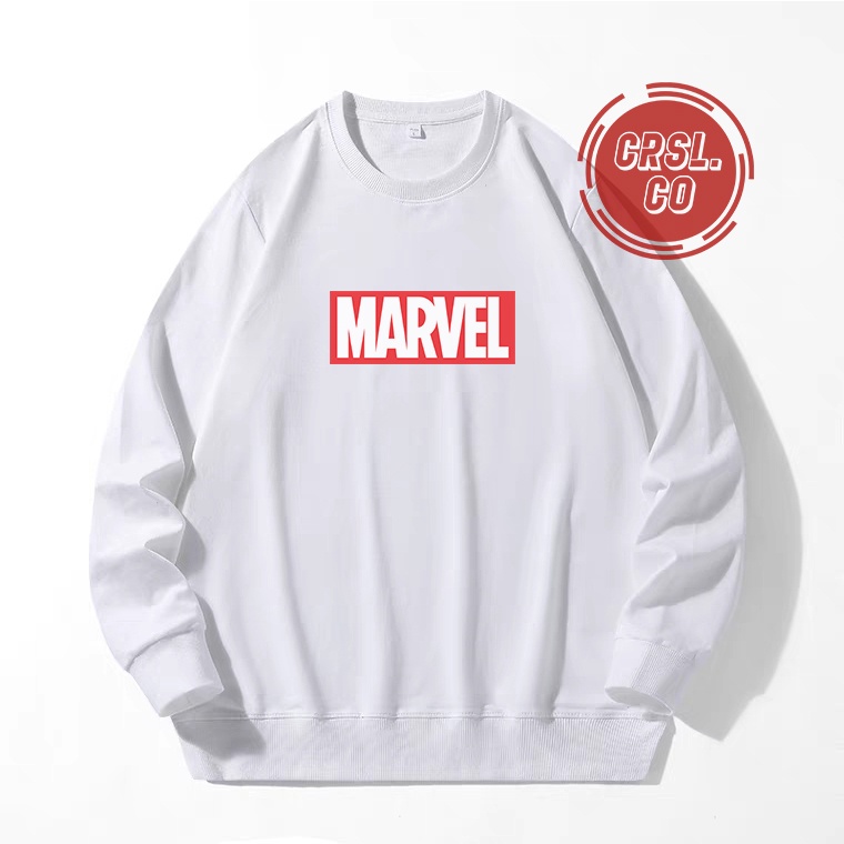 CREWNECK MARVEL PRIA WANITA WARNA HITAM DAN PUTIH CASUAL