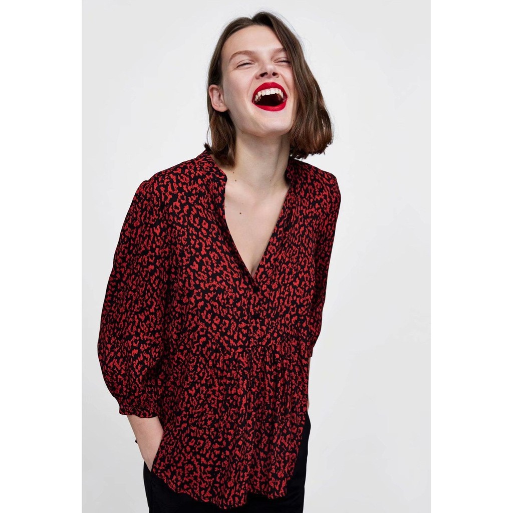 [baju wanita korea]  Baju Atasan Wanita Blouse Korea Import Merah Red