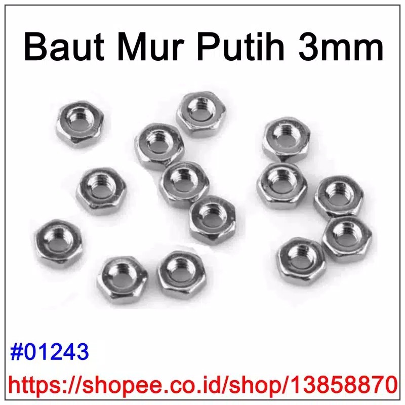 10 Pcs Mur Putih Besi M3 Hex Nut 3mm Sekrup Mur Baut Mur Spacer Pcb