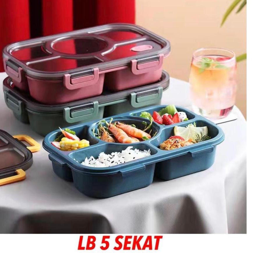 SALE Lunch Box 5 SEKAT / Kotak Makan Anti Bocor / Tempat Makan 5 Sekat / Tempat Makan 5 Sekat