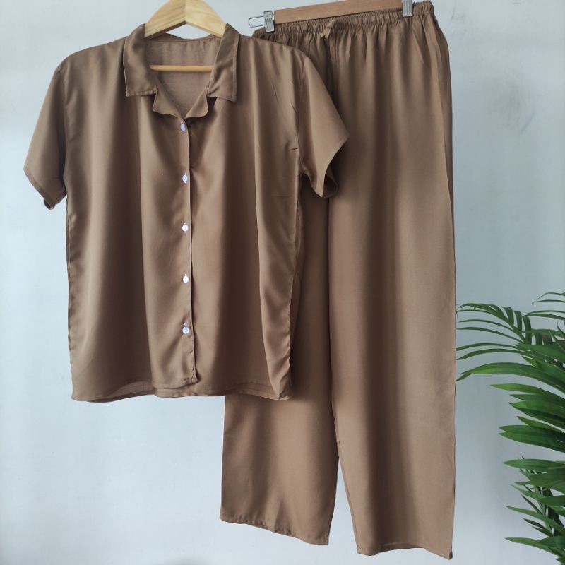 BAJU TIDUR XXXXXL JUMBO LD 140 LENGAN PENDEK RAYON POLOS PIYAMA SLEEPWEAR TERMURAH-5