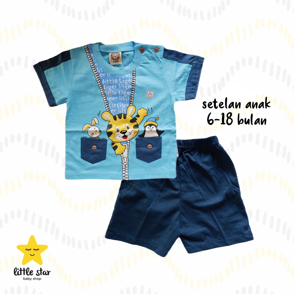 Lion Setelan Anak Cowok | Set Baju Kaos Atasan Celana Anak Laki