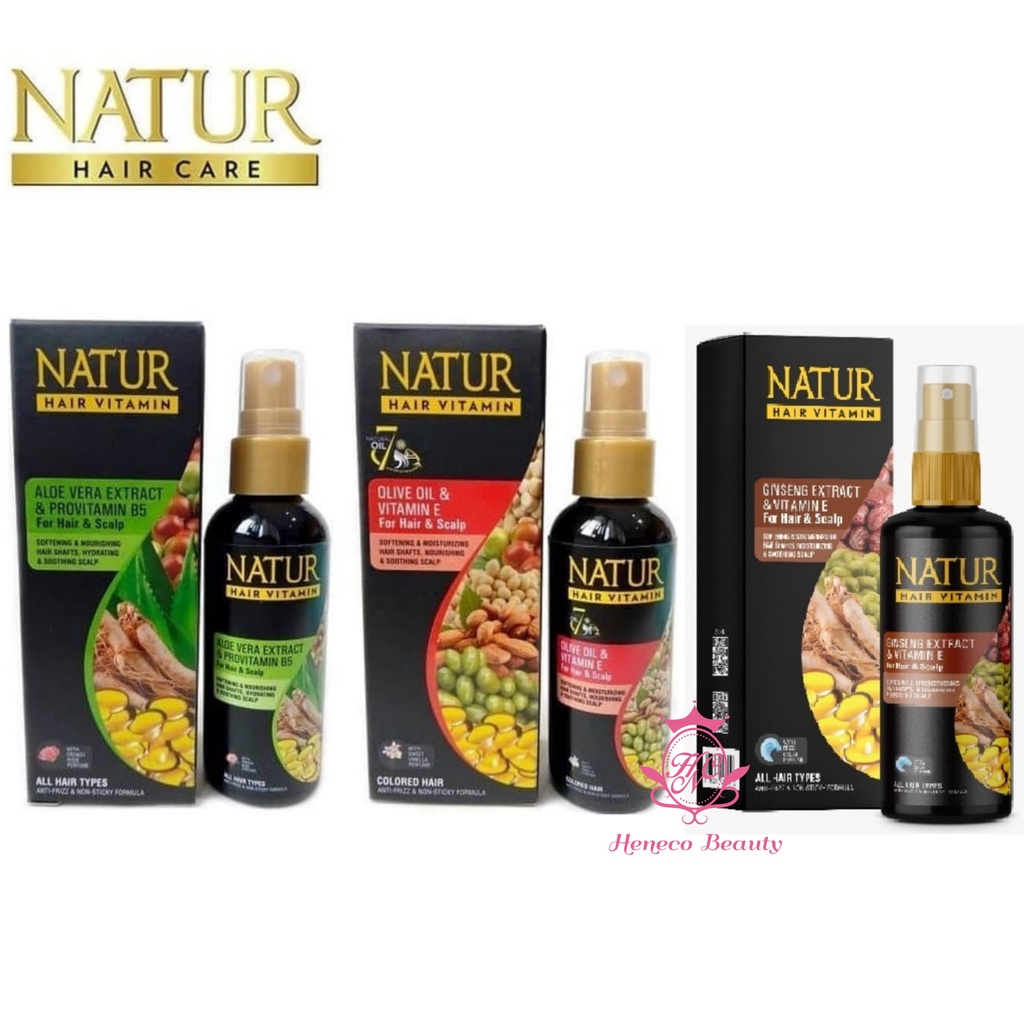 NATUR Hair Vitamin Aloe Vera / Olive Oil / Ginseng Extract Vitamin E 80ml