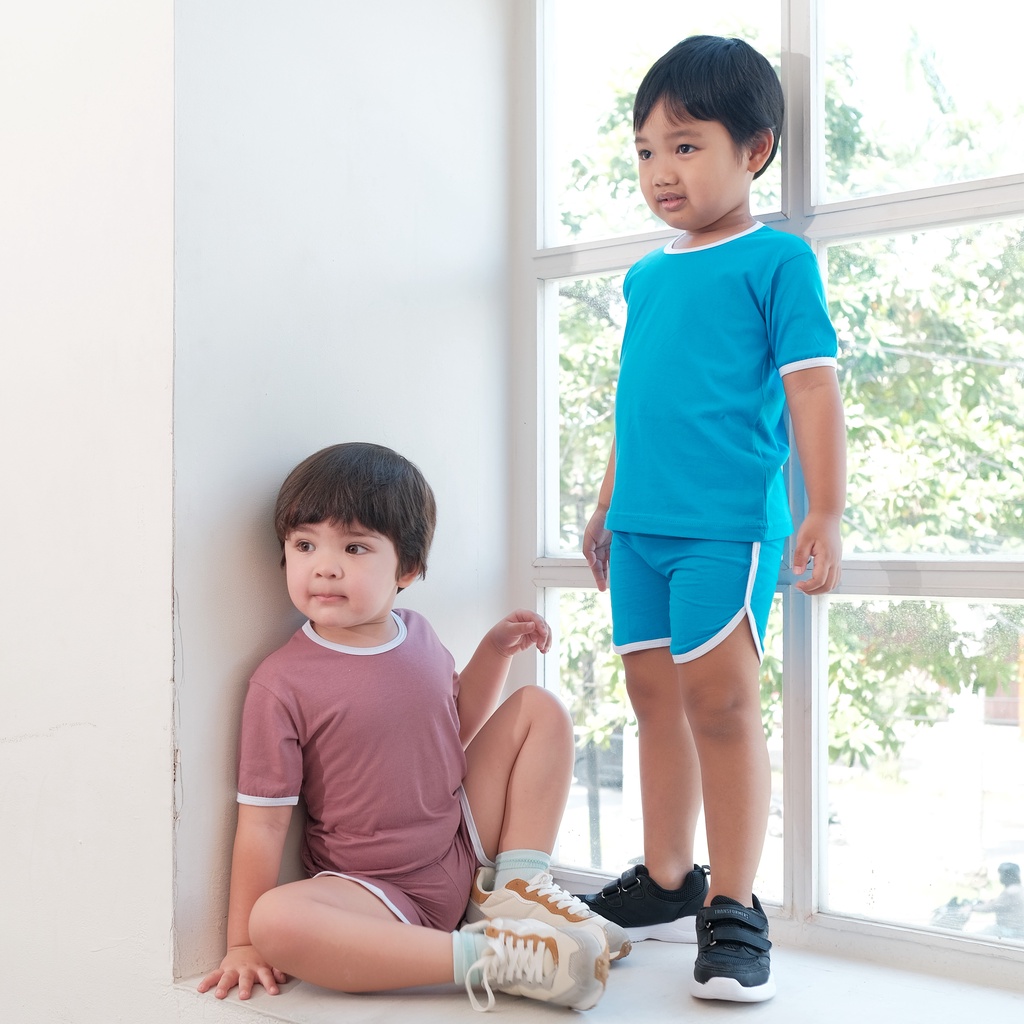 OliverKids Setelan Gemes Anak 1-7 Tahun Setelan Retro Anak Kaos Dan Celana Anak Setelan Pantai Anak Perempuan Baju Pantai Anak