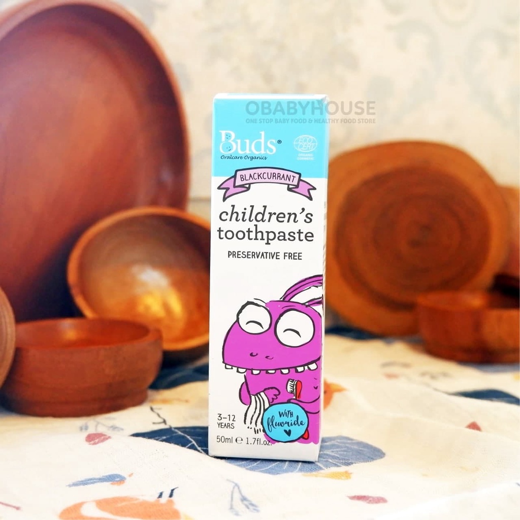 Buds Organic Children Toothpaste (3-12year) Flouride-Blackcurrant 50 ml