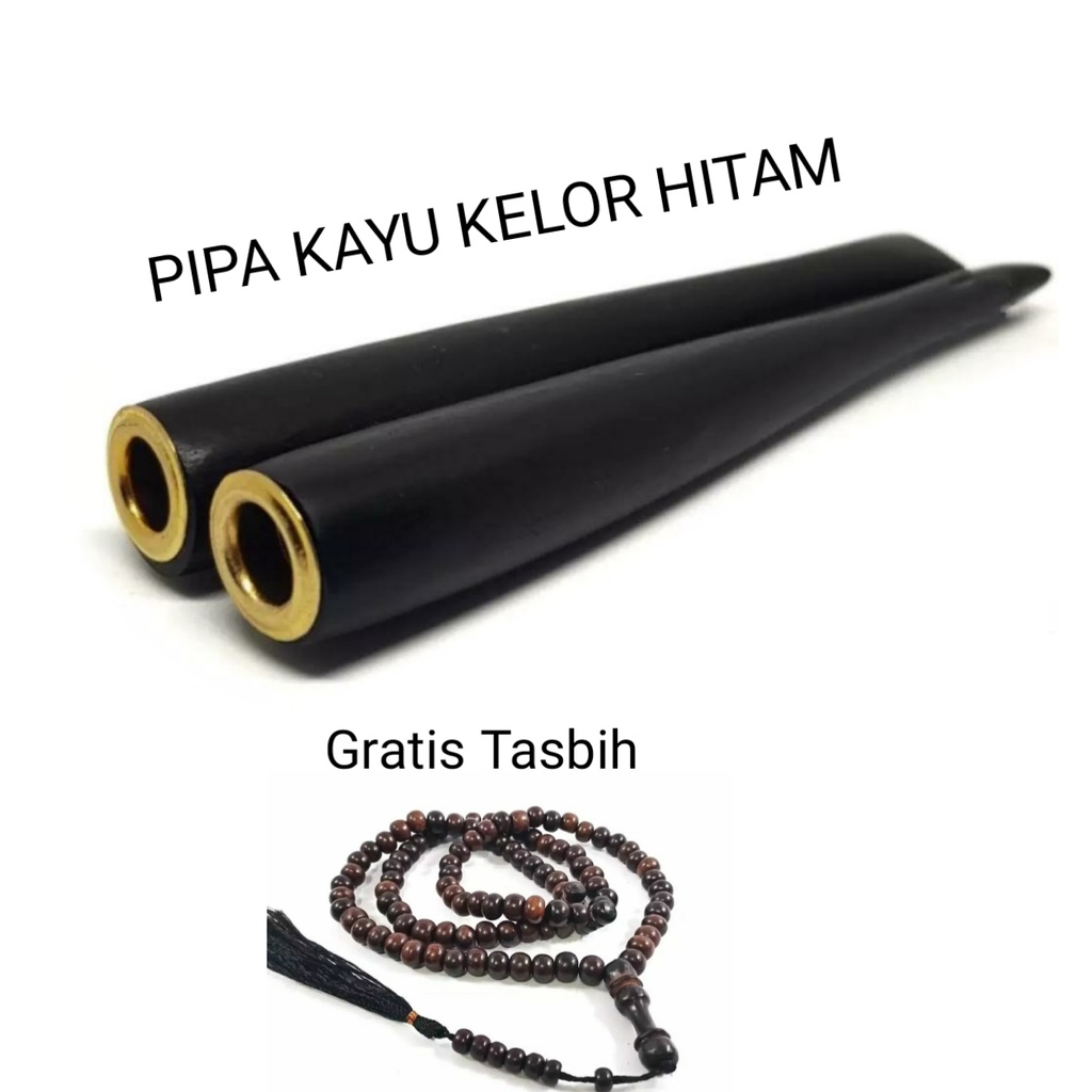 Satu Paket Gelang Kayu Dan Pipa Padud Kayu Kelor Hitam