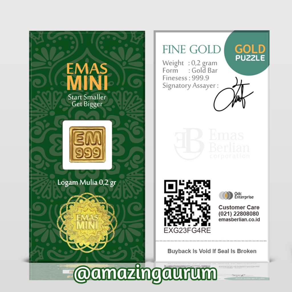 Logam Mulia 0,2 gram I 0.2 gram untuk Mahar, Hadiah, Souvenir, Investasi & Tukar Emas Antam 24 K Ema
