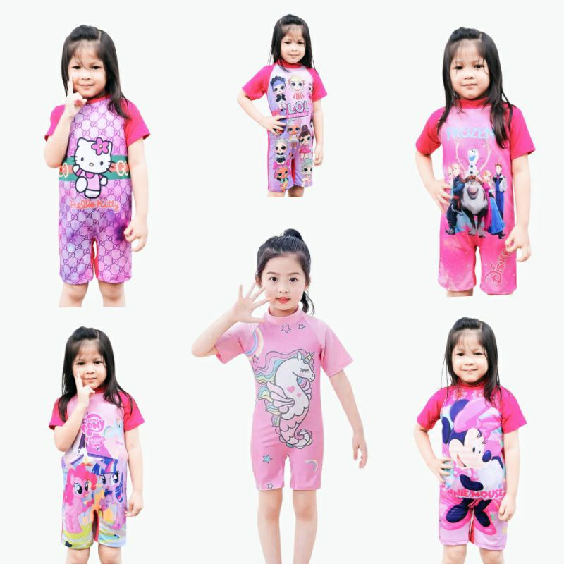 Baju Renang Anak Perempuan Diving Karakter LOL Frozen Kuda Pony