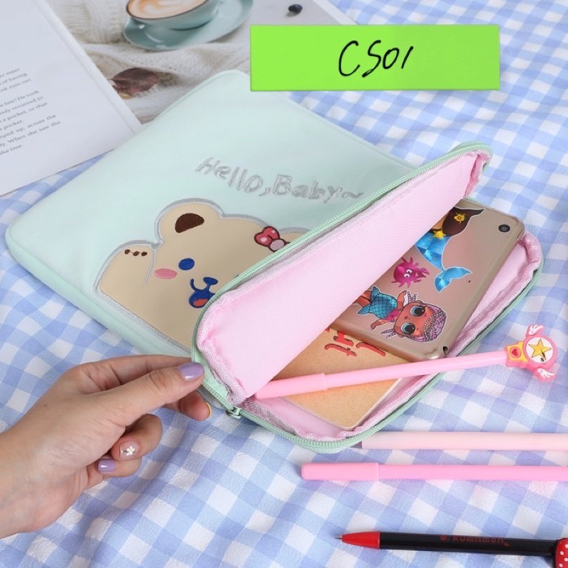 sarung tas ipad bear korea style unicorn tablet bag case ipad 11 / 7 / laptop CS01 CS03 CS04 CS05 milkjoy Cute bear Candy bear sleeve ipad