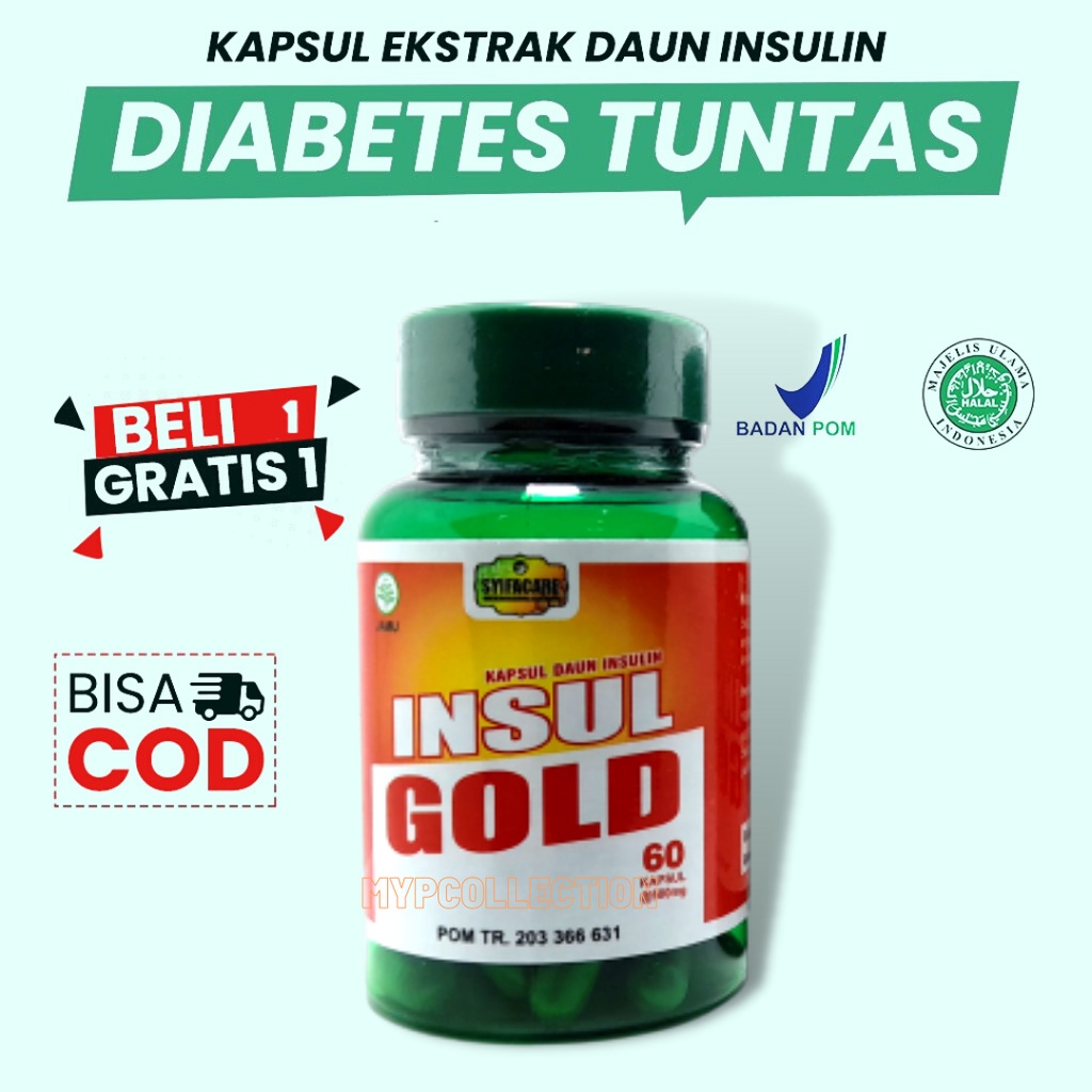 Kapsul INSUL GOLD Obat Herbal Diabetes Kencing Manis Gula Darah Insulgold Asli Original BPOM