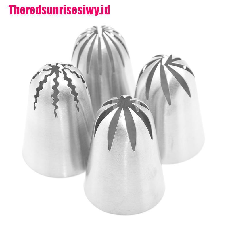 4 Pcs / Set Alat Nozzle Pipa Kue Bahan Baja Untuk Dekorasi