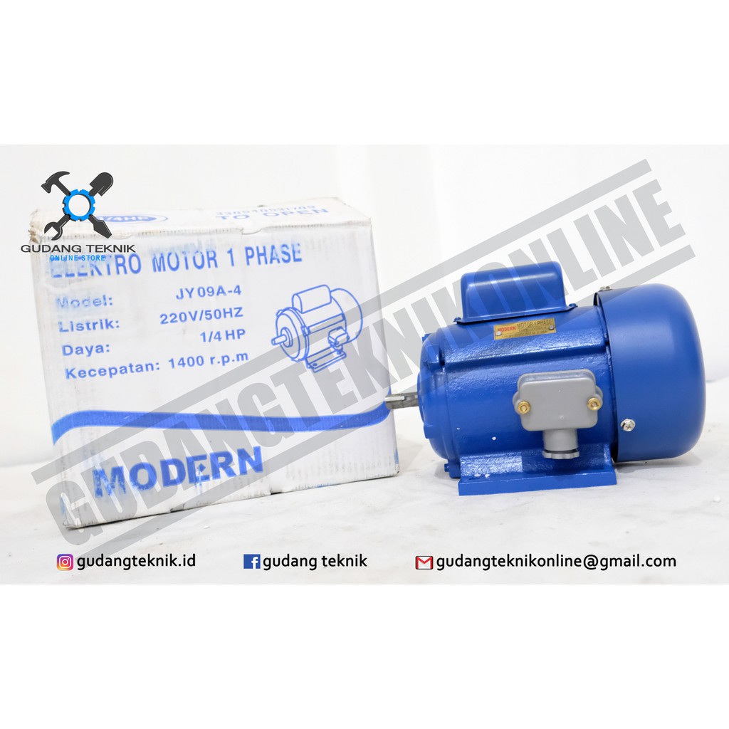 MOTOR PENGGERAK DINAMO ELEKTROMOTOR MODERN 1/4 HP 4P 1PH