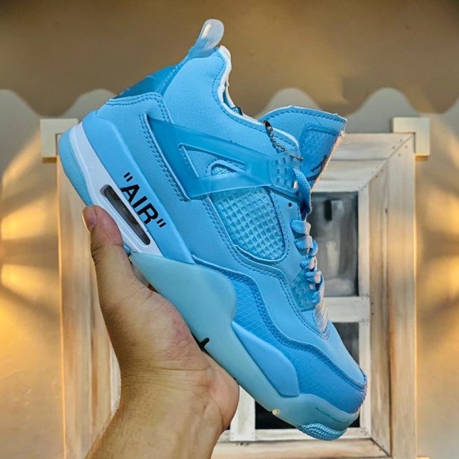 Nike Air Jordan Iv X Off White Mist Blue Pastel Blue Shopee Indonesia