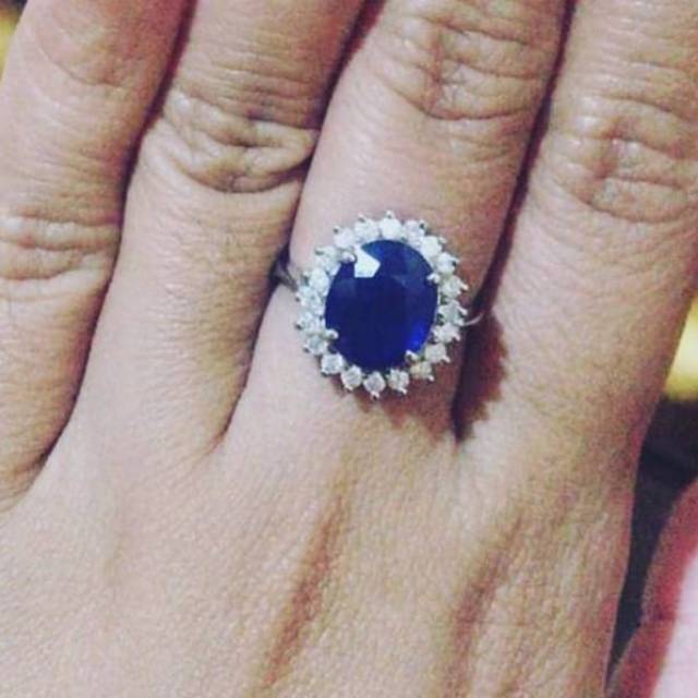 Cincin Berlian Eropa Blue Safir Afrika