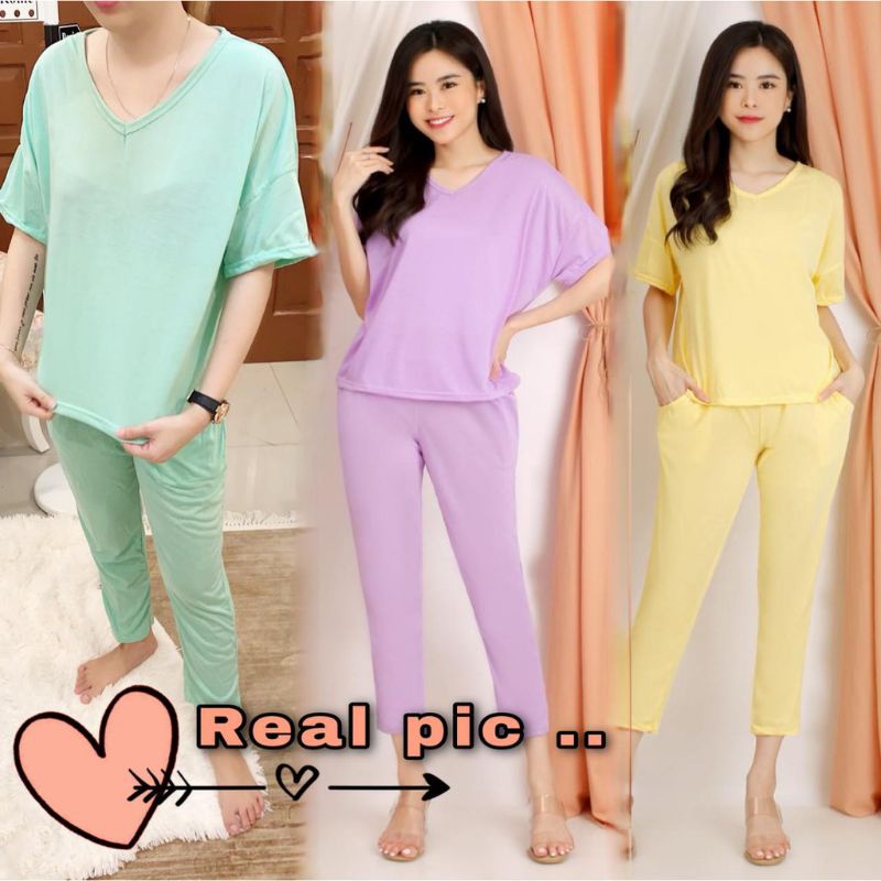 COD - BAJU SET POLOS WANITA BAJU SETELAN WANITA REMAJA STELAN ANAK CEST LA VIE DAN CELANA One Set Mu
