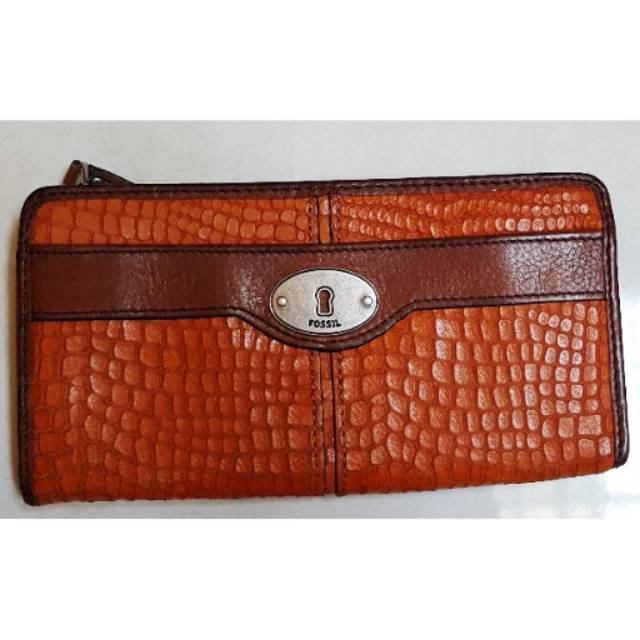 SOLD --- Dompet Fossil Marlow L-zipped Embossed Snake Skin