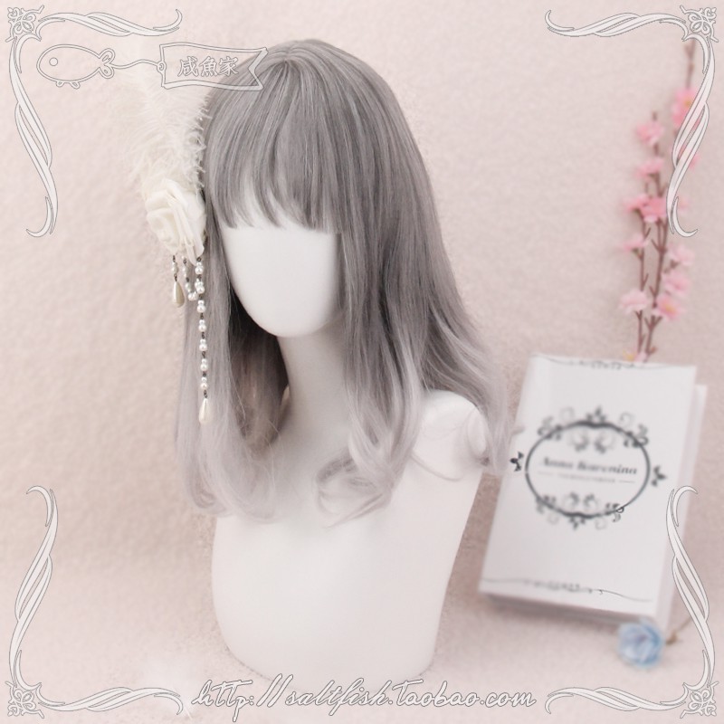 LOL-139 wig rambut palsu daily lolita korea jepang gray abu grey