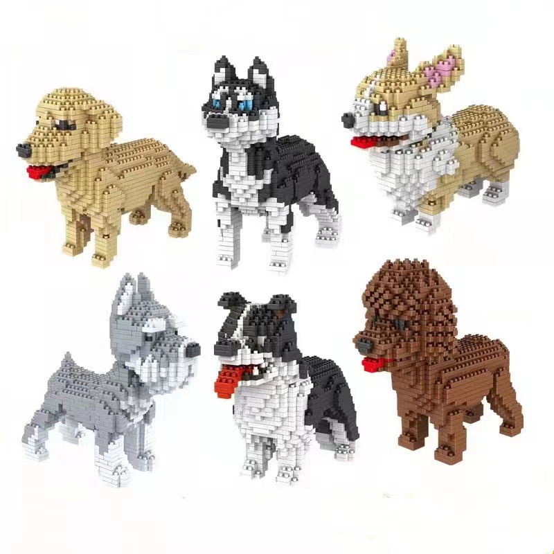 Mainan Balok Bangunsusun Model Lego Bentuk Anjing Husky Mike Schnauzer Untuk Edukasi Anak