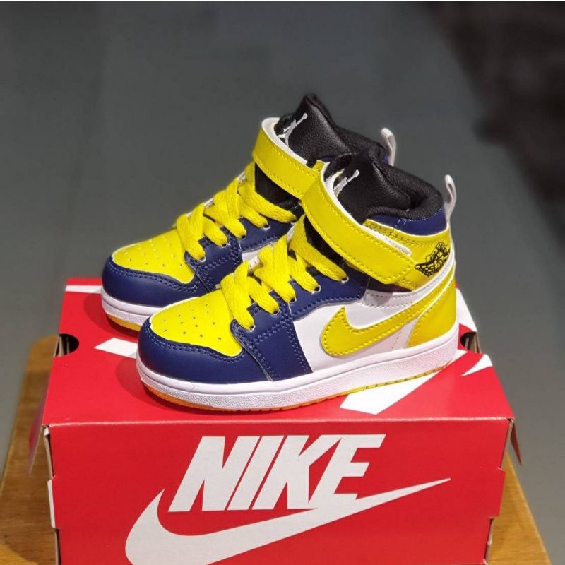 SEPATU ANAK BASKET BOOTS KUNING NAVY MURAH SEPATU ANAK LAKI DAN PEREMPUAN