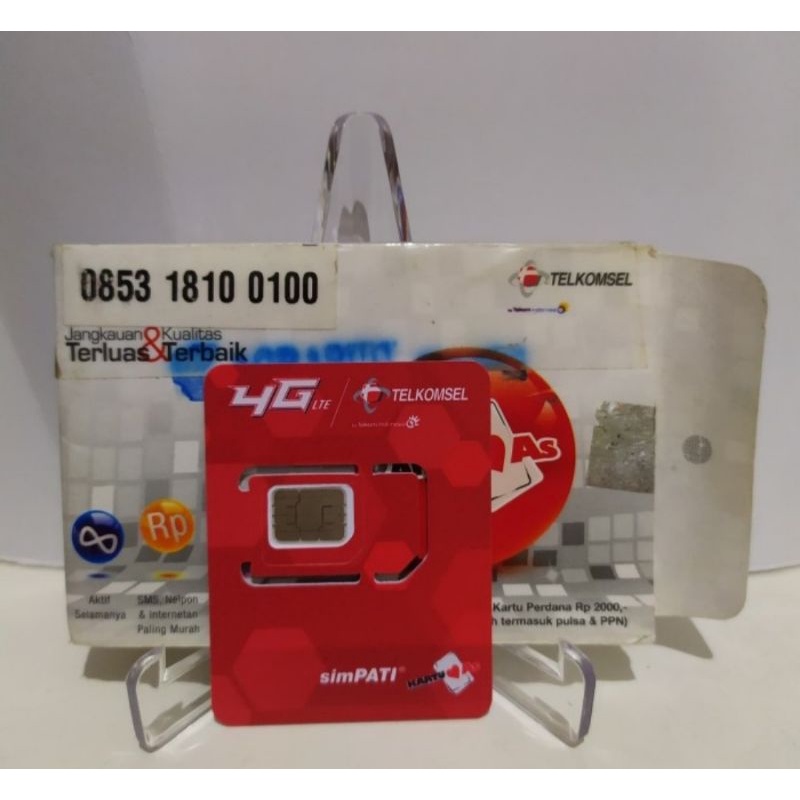 Nomor Cantik - Kartu Perdana Telkomsel AS Simpati 4G - 0853 18 100 100