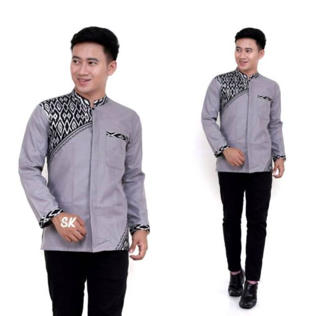 Kemeja Koko Kombinasi Batik Songket