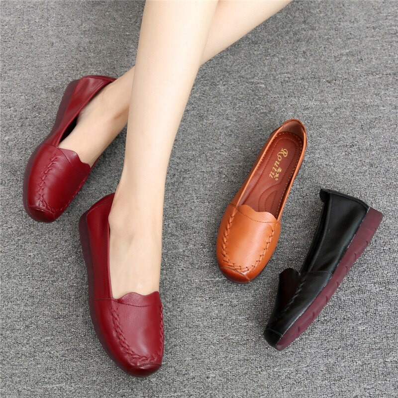 womens leather slip on flats