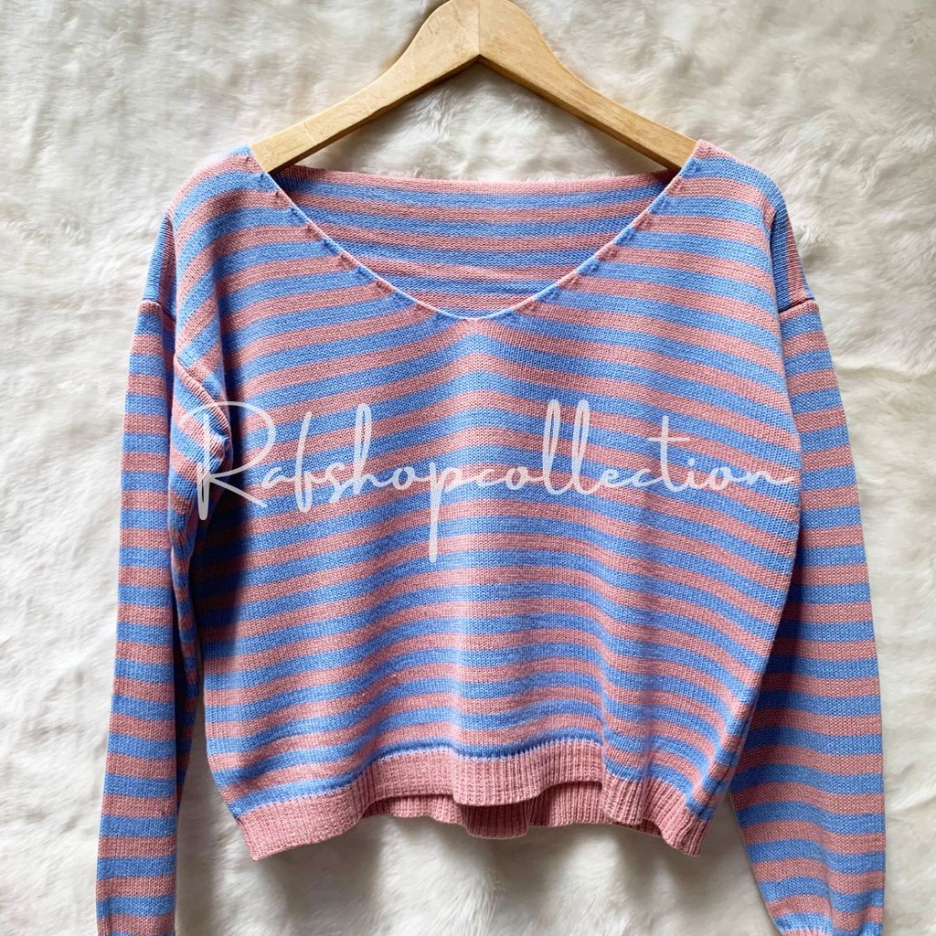 MINI Stripe Blouse_7GET Top Atasan rajut wanita_blouse oversize