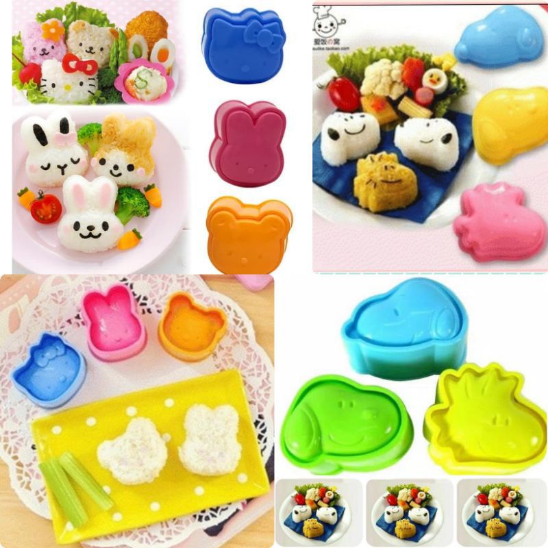 Cetakan Nasi Bento Mini Karakter 3pc / Cetakan Mini Bento Lucu