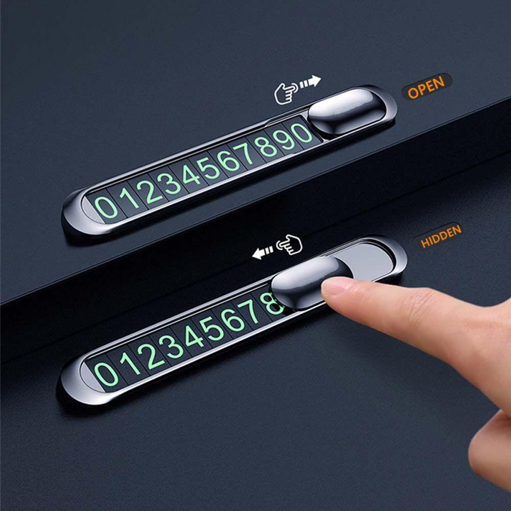 Lanfy Kartu Parkir Sementara Universal Aluminium alloy Mobil-styling Tekstur Parkir Berhenti Tanda Kartu Nomor Telepon