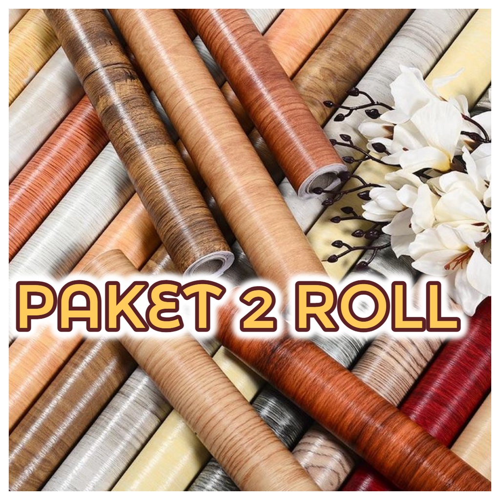 Murah paket 2 Roll Wallpaper Dinding / Bahan PVC Anti Air / Walpaper Stiker Dinding Kamar Tidur ALBINO88