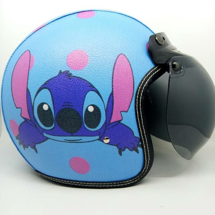 Helm Bogo Sni Dewasa "Gogo Stitch Blue Kaca Injak Original