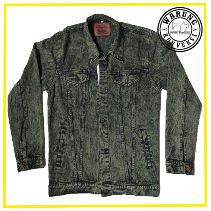 Jaket Jeans Sanwash  Army / Jaket Jeans Pria / Jaket Jeans Cowok / Jaket Jeans Laki-Laki  Murah/