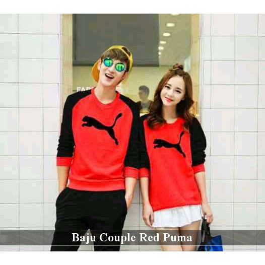 Grosir Baju Couple Termurah | Pusat Kaos Panjang Kapel Kekinian Bagus | Lp Red Puma