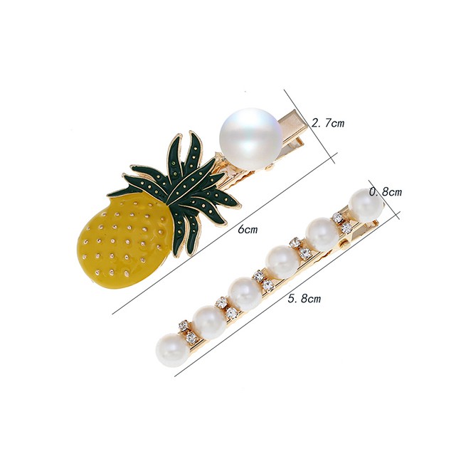 LRC Jepit Rambut Fashion Pineapple Pineapple Pearl Hair Clip F56947