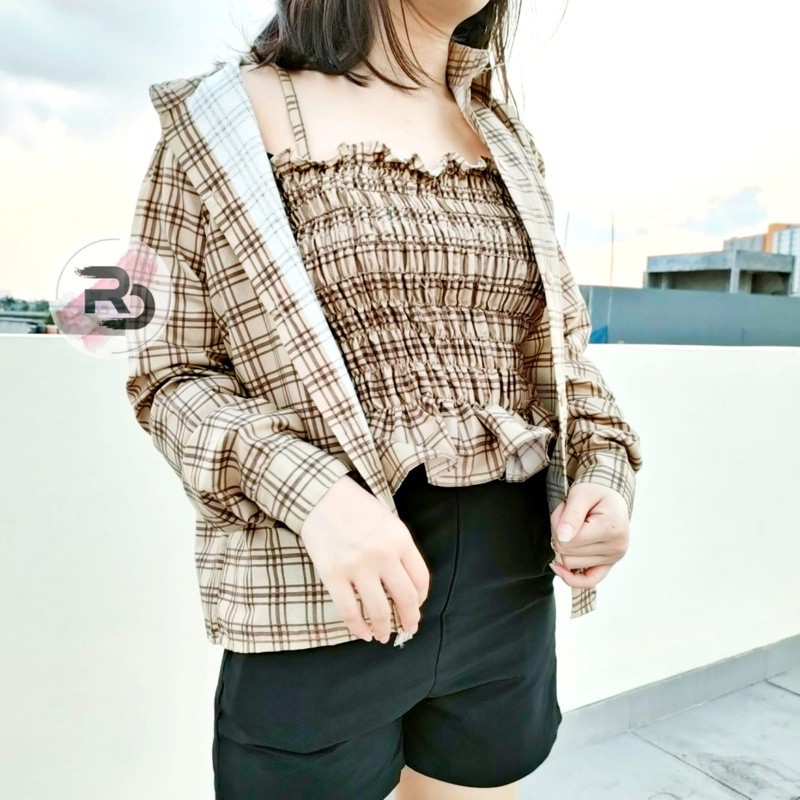 LIONAKA SET 2IN1 / MAPE SET-COKLAT KOTAK VINTAGE