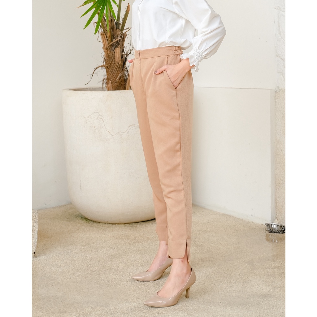 Mayoutfit Chiara Pants | Celana Pensil Asimetris-Choco